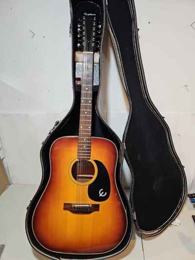 Nice 70s Vintage Kalamazoo  Epiphone FT-160 12-String Acoustic Guitar W /  Case