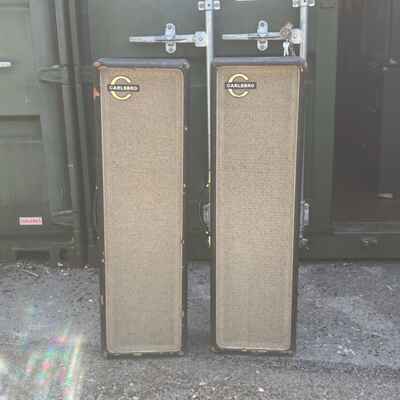 Pair 2x Vintage 1960s Carlsbro 4x10 EMPTY UNLOADED PA Speaker Cabinets w /  Stands