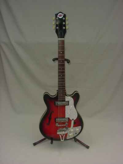 Vintage MIJ 1960??s Redburst Teisco EP-8T Hollow Body Electric Guitar / Case / JAPAN