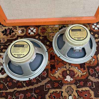 Pair 2x Vintage 1974 Celestion Creamback G12M 25w 16ohm T1221 12" Speakers 1970s