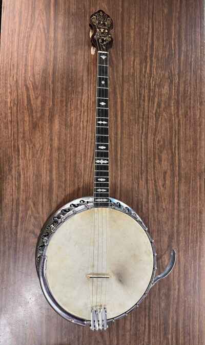 Rare 1920??s Bacon & Day B&D Silver Bell Resonator Banjo w /  Soft Pedal & Case