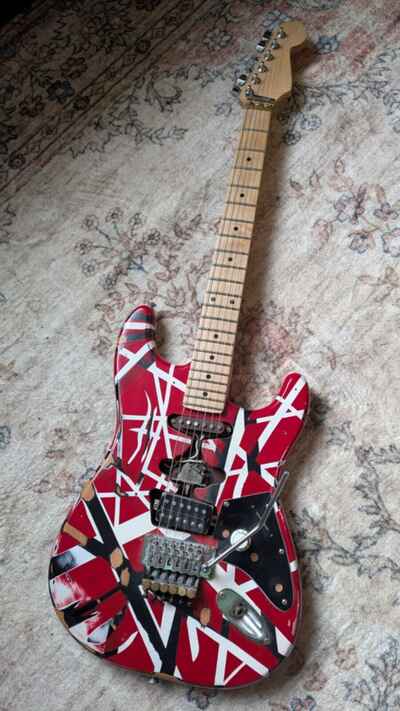 Custom Built EVH Van Halen Frankenstrat Striped Guitar. Floyd Rose 1984, Gotoh,