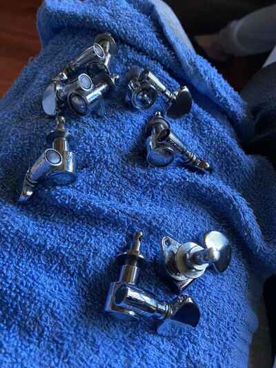 Grover 50s StampedPat  Pend Made In USA Chrome Tuner Set With Bushings I Nickel