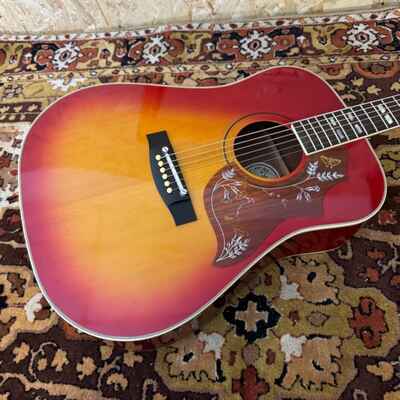 Vintage 1970s Hondo H180A Hummingbird Cherry Sunburst Acoustic Guitar