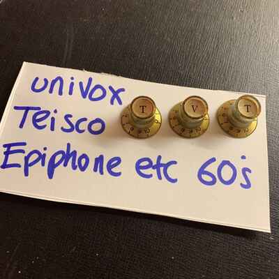 UNIVOX Guitar Knobs Volume & Tone x 2 Teisco Epiphone Etc JAPAN ?? Vintage Gold