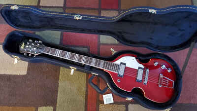 Hofner HI-BB 459 Violin Electric Guitar Transparent Red PLUS New Hard Shell Case