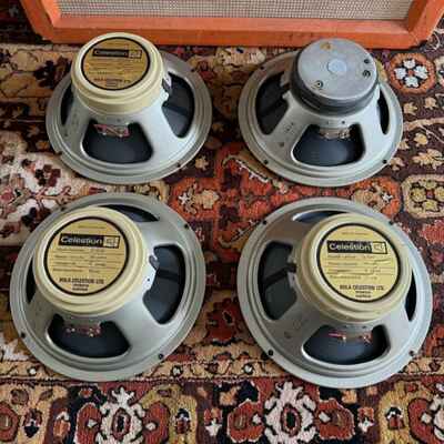 Quad 4x Vintage 1974 Celestion Creamback G12M 25w 16ohm T1221 12" Speaker 1970s*