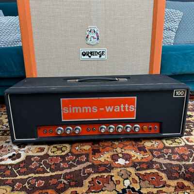 Vintage 1970s 1972 Simms Watts AP100 MK2 100w Valve Amplifier Head w /  Orig Cover