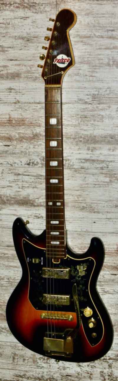 1969 Teisco ET-220 Guitar Gold Hardware Spectrum Pickups Hard Case See Video