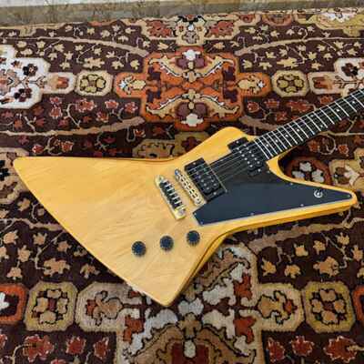 Vintage 1980 Gibson Explorer E2 II Natural & Gold Electric Guitar w /  Case *RARE*