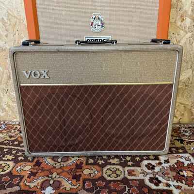 Vintage 1962 Vox AC30 Fawn Beige Twin 2×12 Valve Amp Combo w /  Pedal *ORIGINAL*