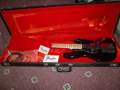 Vintage 1976 Fender Jazz Bass guitar Black one-owner all-orig & complete VG+