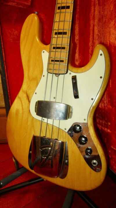 Vintage 1973 Fender Jazz Bass Natural w /  Original Hardshell Case