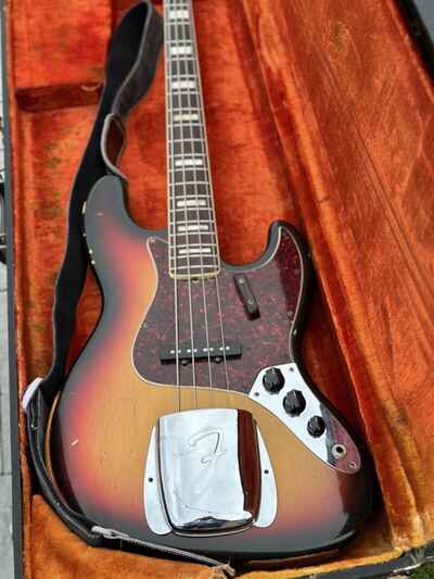 Fender Jazz Bass Vintage Electric Bass Guitar Sunburst w /  Case. Rosewood Fret