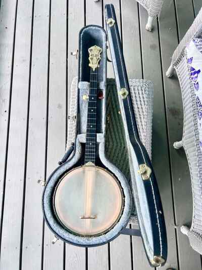 Beautiful J. B. Schall 5-string Banjo w Etched German Silver Inlays - circa 1890