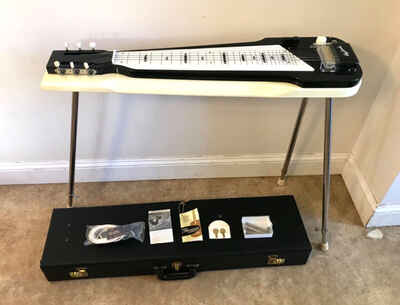 c. 1970 Harmony "Roy Smeck" Electric Lap Steel Guitar w /  Stand & Extras. NOS