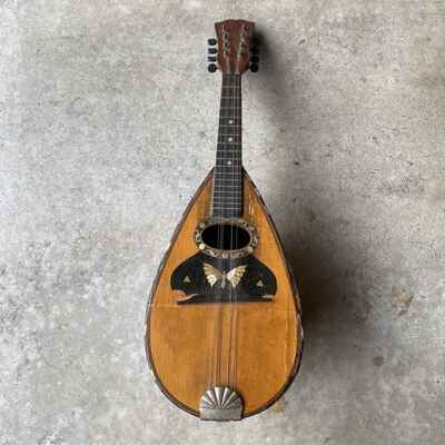 Antique C. 1900s Bowl Back Mandolin 8-String Oscar Schmidt? Pearl Inlay