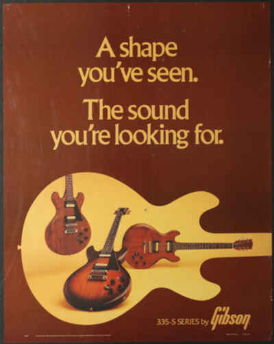 Gibson Solid Body 335-S Series Guitar 1980 Promo Poster Custom Deluxe