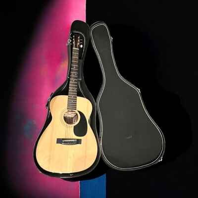 Vintage Acoustic Guitar-Lotus L75-w Black Vinyl Case-6 String-Beginner Retro 80s