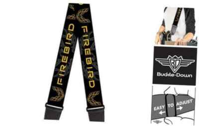 Guitar Strap - Pontiac FIREBIRD / Logo Black / Grays / Golds - 2" Wide - 29-54"