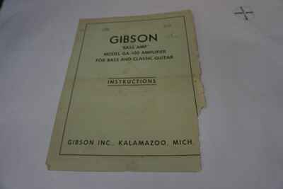 Vintage Gibson Model GA-100 Bass Amp Amplifier Schematic