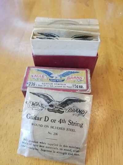 1930s Vintage Guitar Strings EAGLE BRAND 236 Silvered Steel D or 4th Box +6 Pack