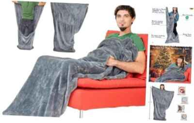 Lightweight Foot Pocket Blanket -Patent Pending- Premium Fleece Silver Grey