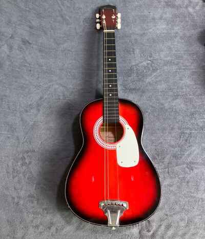 VTG Harmony Parlor Guitar Red Black 0301 Handcrafted ISSUES, NEEDS BRIDGE