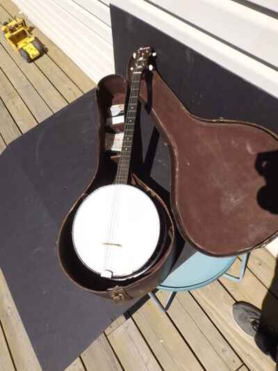 Vintage Harmony Reso-Tone 4 String Open Back Banjo w /  case