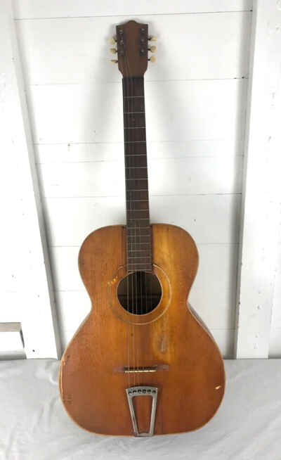 c. 1930 R J. Cooper Acoustic Parlor Guitar w /  Gig Bag. Homemade. Repair Project