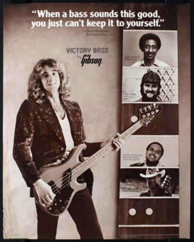 Gibson Victory Bass Guitar 1981 Promo Poster Dave Kiswiney Dave Pegg Bob Moore