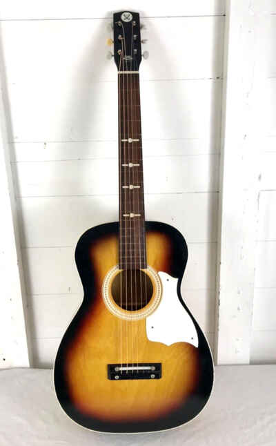 1973 Sears & Roebuck Harmony Acoustic Guitar w /  Case. Stella Size. Smaller Body