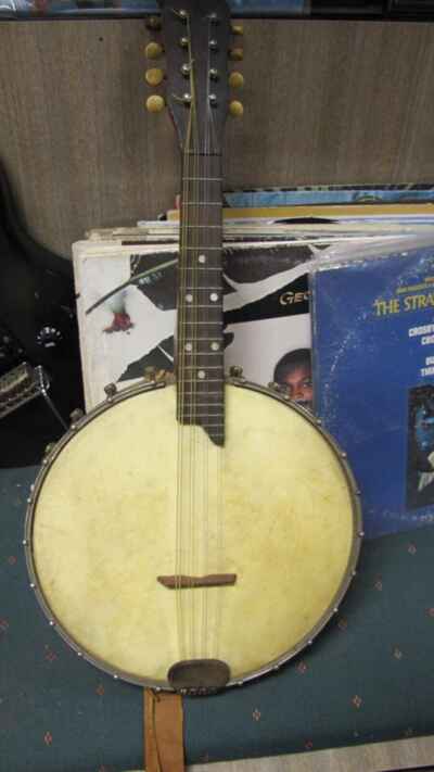 USED CIRCA 1917 STEWARD BANJOLIN (MANDOLIN BANJO) 8 STRINGS.