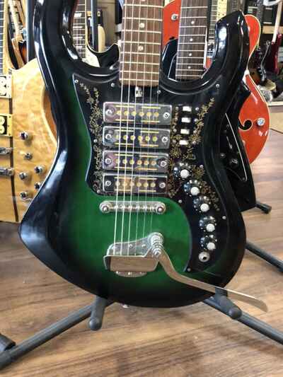 Vintage Circa 1968 Kimberly Teisco Bison Style Electric Guitar Green burst