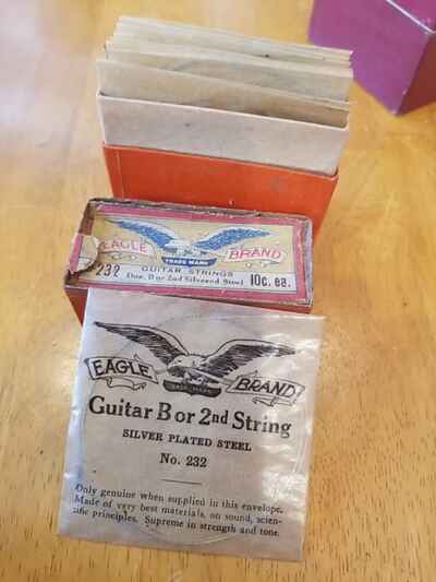 1930s Vintage Guitar Strings EAGLE BRAND 232 Silvered Steel B or 2nd Box 10 Pack