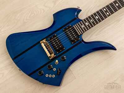 1980s B C. Rich USA Mockingbird Neck Through Vintage Guitar Transparent Blue