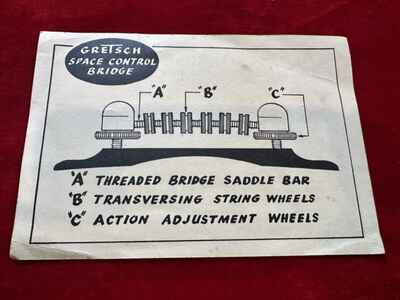 Vintage 1958 / 59 Gretsch Guitar Space Control Bridge Case Candy Card
