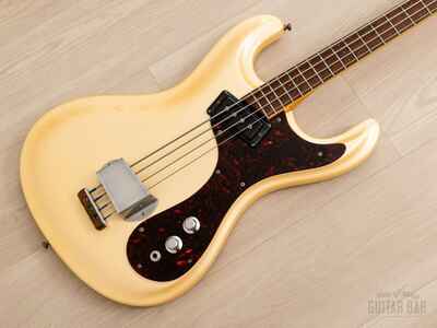 1966 Mosrite Ventures Model Vintage Short Scale Bass Guitar, Pearl White w /  Case