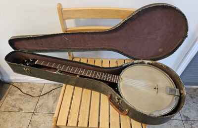 Vintage 1960 Gibson 5 String RB 170 Open Back Banjo W /  Original Chipboard Case