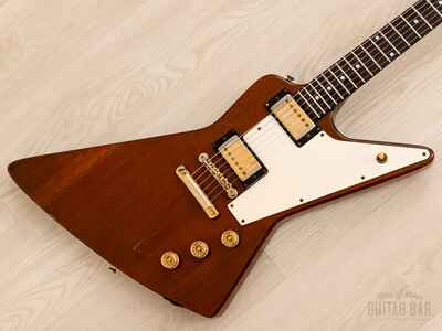 1980s Burny REX-80 Explorer Vintage Electric Guitar Walnut w /  Case, Japan