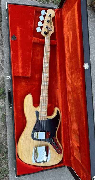 Original 1976 Vintage Fender JAZZ BASS Natural Ash Electric Jazz Bass