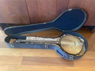 Vintage 1920s Supertone Model 406 5 String Banjo and Hard Case