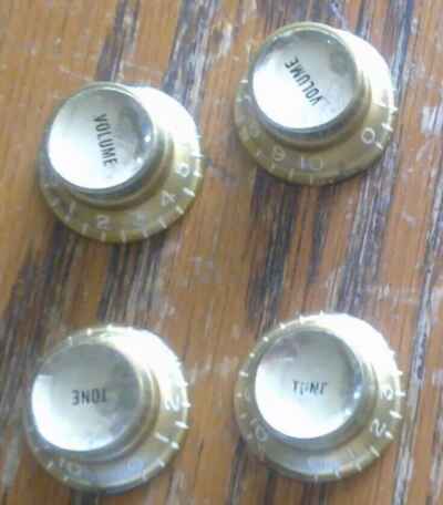 Vintage 1960s Gibson Gold Reflector Knobs  original