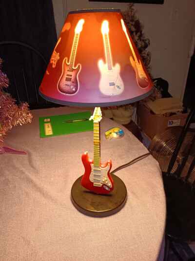 2008 Fender Stratocaster Electric Guitar Lamp, Red, 15 5?? Tall w Shade--RARE