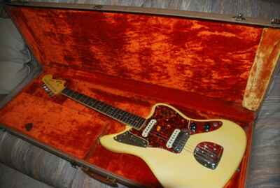 1965 FENDER JAGUAR Guitar. Olympic white w /  matching headstock.