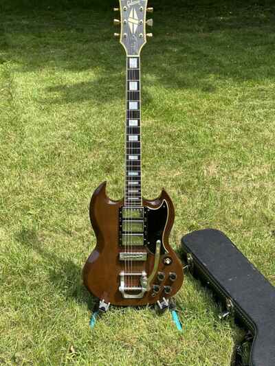 1973 Gibson SG Custom Walnut w /  Bigsby, 3 Pickups! 1970s SG Les Paul! NO BREAKS