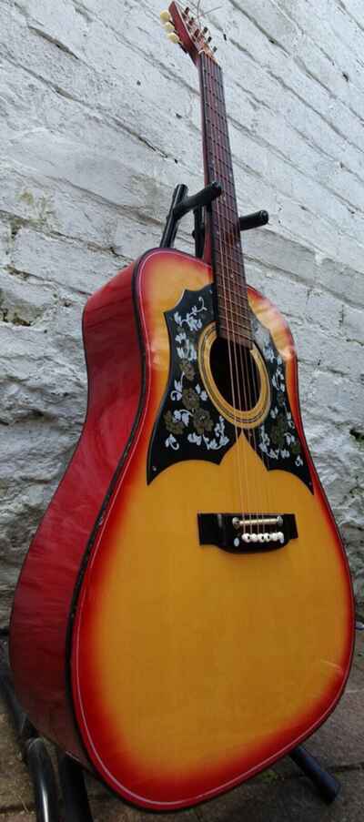 KAY K235 County Dreadnought Acoustic Guitar - 1970??s Vintage -Sunburst