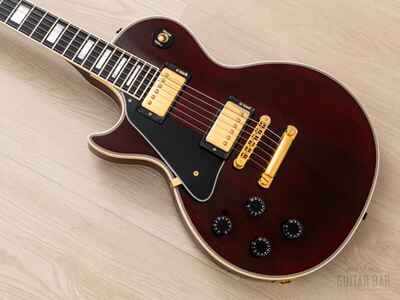 1985 Gibson Les Paul Custom Left-Handed Vintage Guitar Wine Red, 100% Original