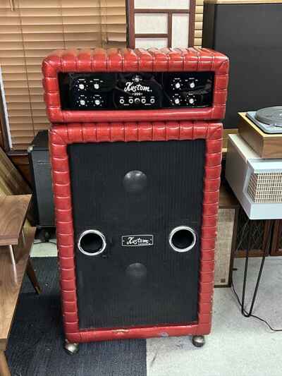 Vintage 1969 Kustom 100 Watt Amplifier Model K 200B 1 and 2 x 15 JBL Cab RED+