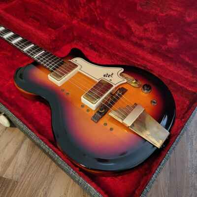 1959 Supro Rhythm Master Electric Guitar Sunburst Excellent W / OHSC CLEAN!!